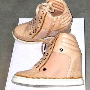 ALDO, Size 6women  Hidden Wedge Embellished Sneakers. Outside zipper detail